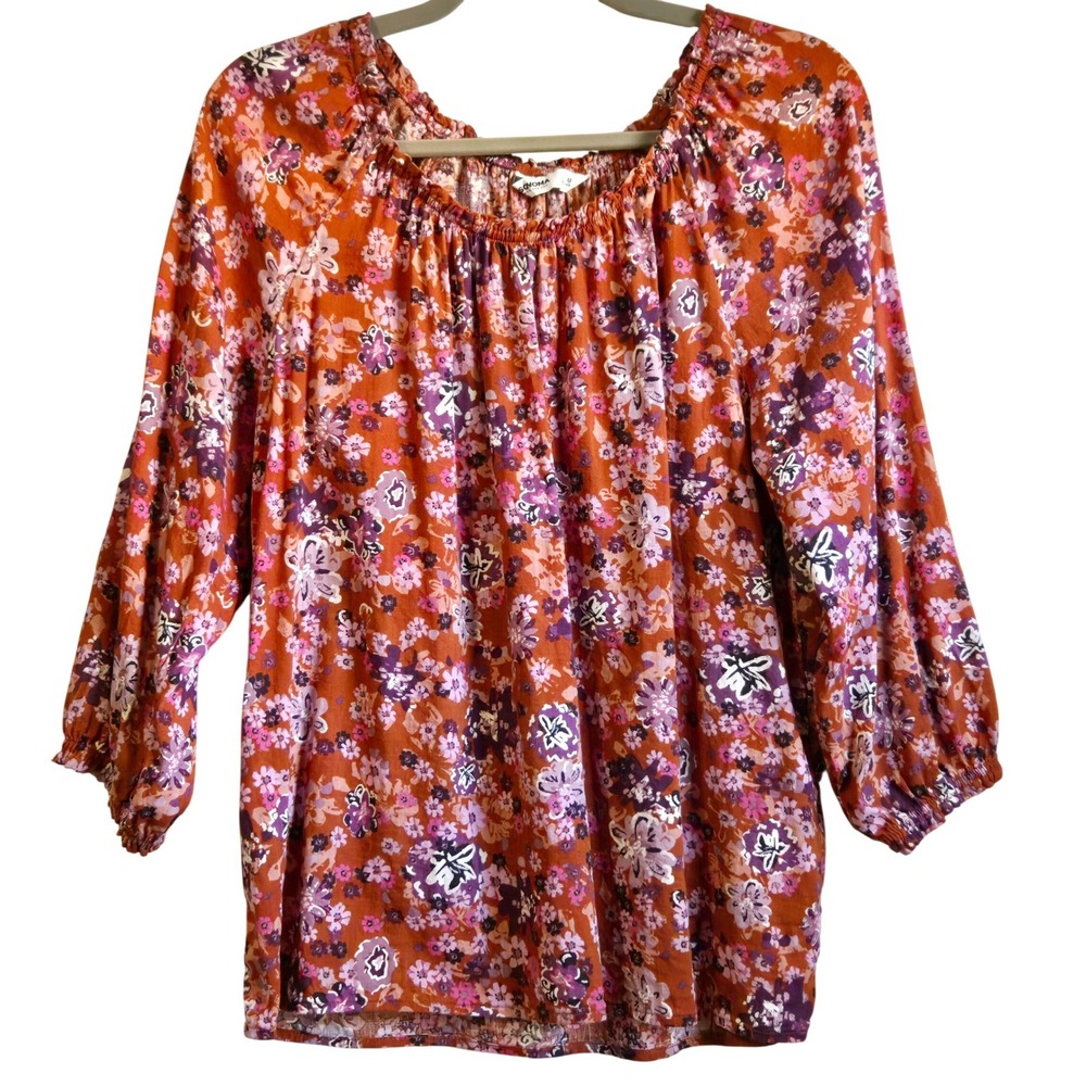 Boho Floral Sonoma Goods For Life Women's M Peasant Blouse Rust Pink Purple